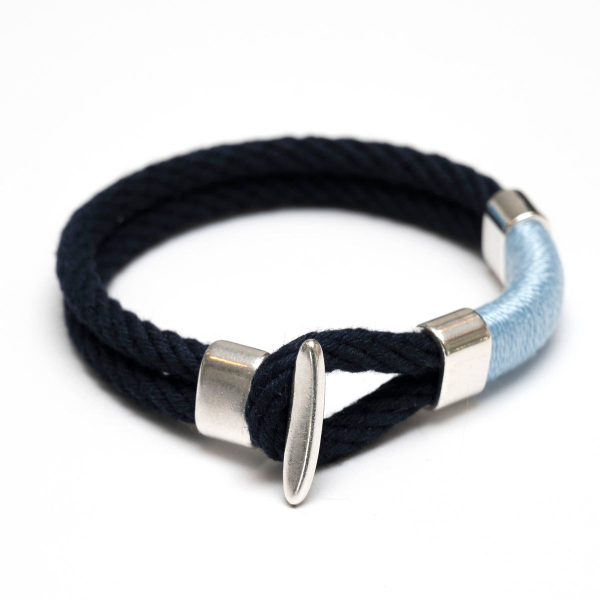 Cambridge - Navy/Light Blue/Silver - Nautical Rope Bracelet