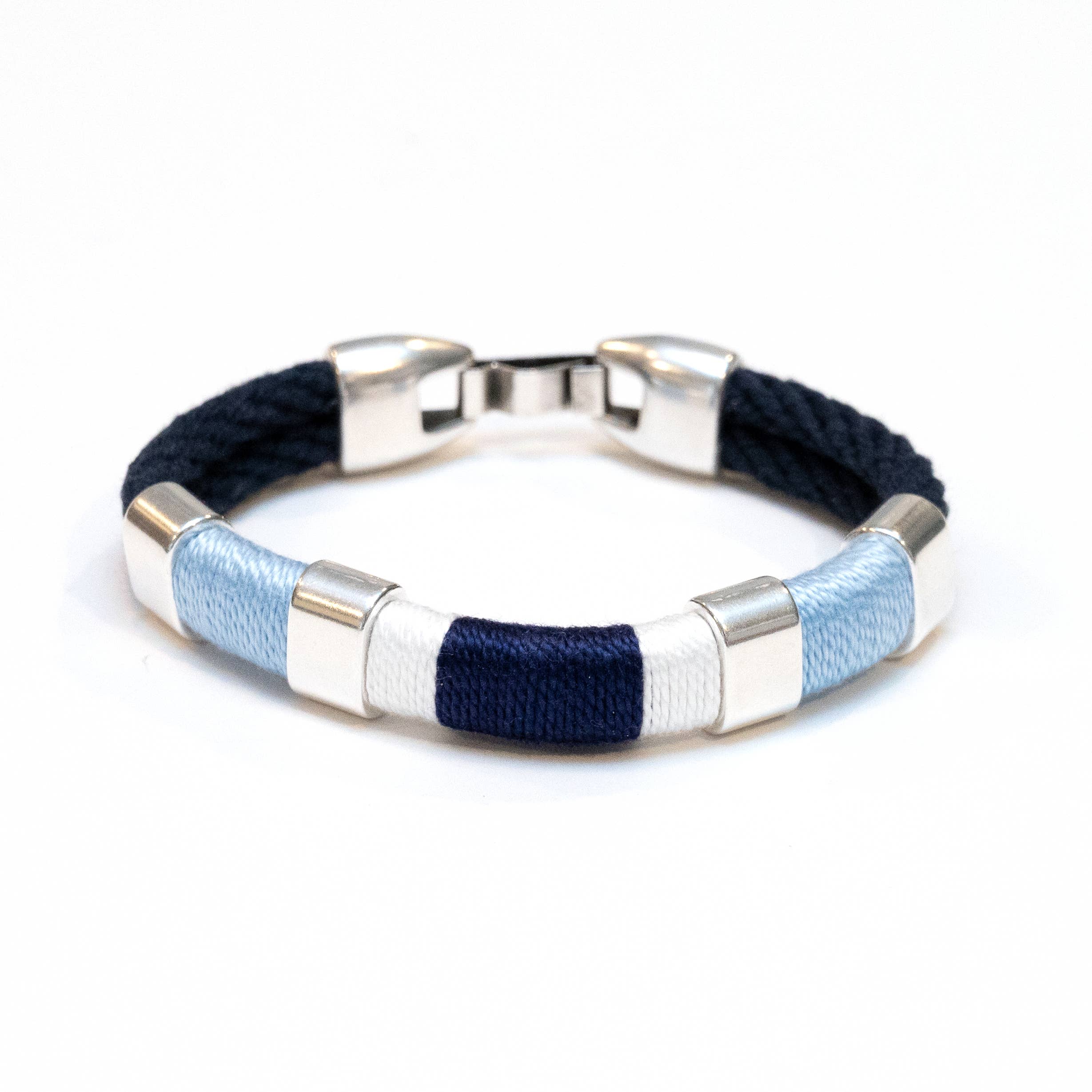 Newbury - Navy/Blue/White/Navy/Silver - Nautical Bracelet