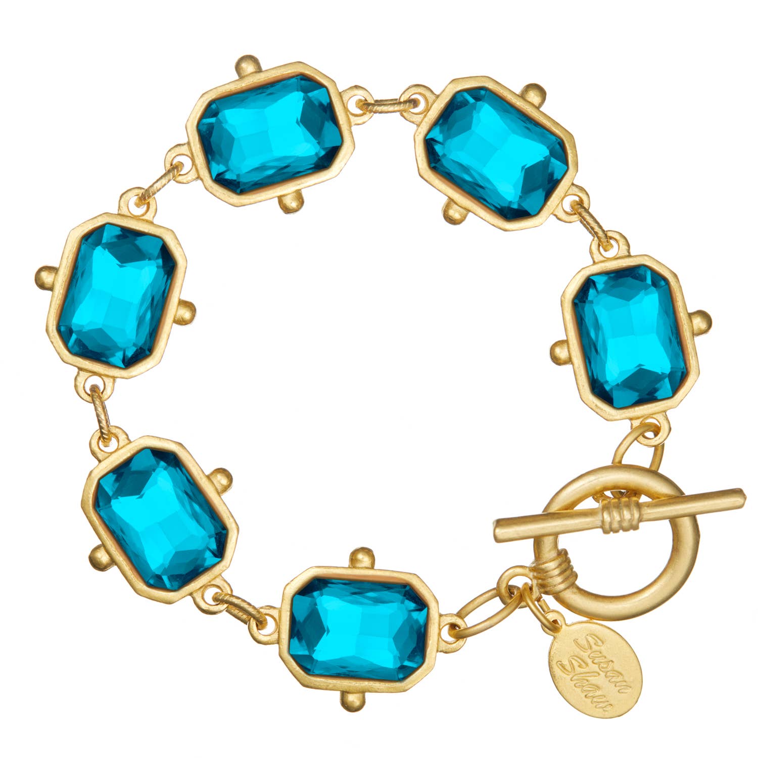 Aqua Rectangle Crystal Bracelet