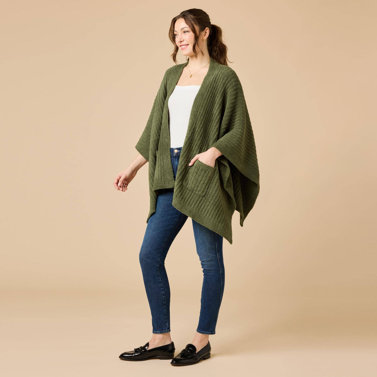 Softies Women's Ultra Soft Ribbed Shawl Wrap - One Size
