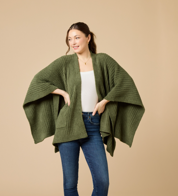 Softies Women's Ultra Soft Ribbed Shawl Wrap - One Size