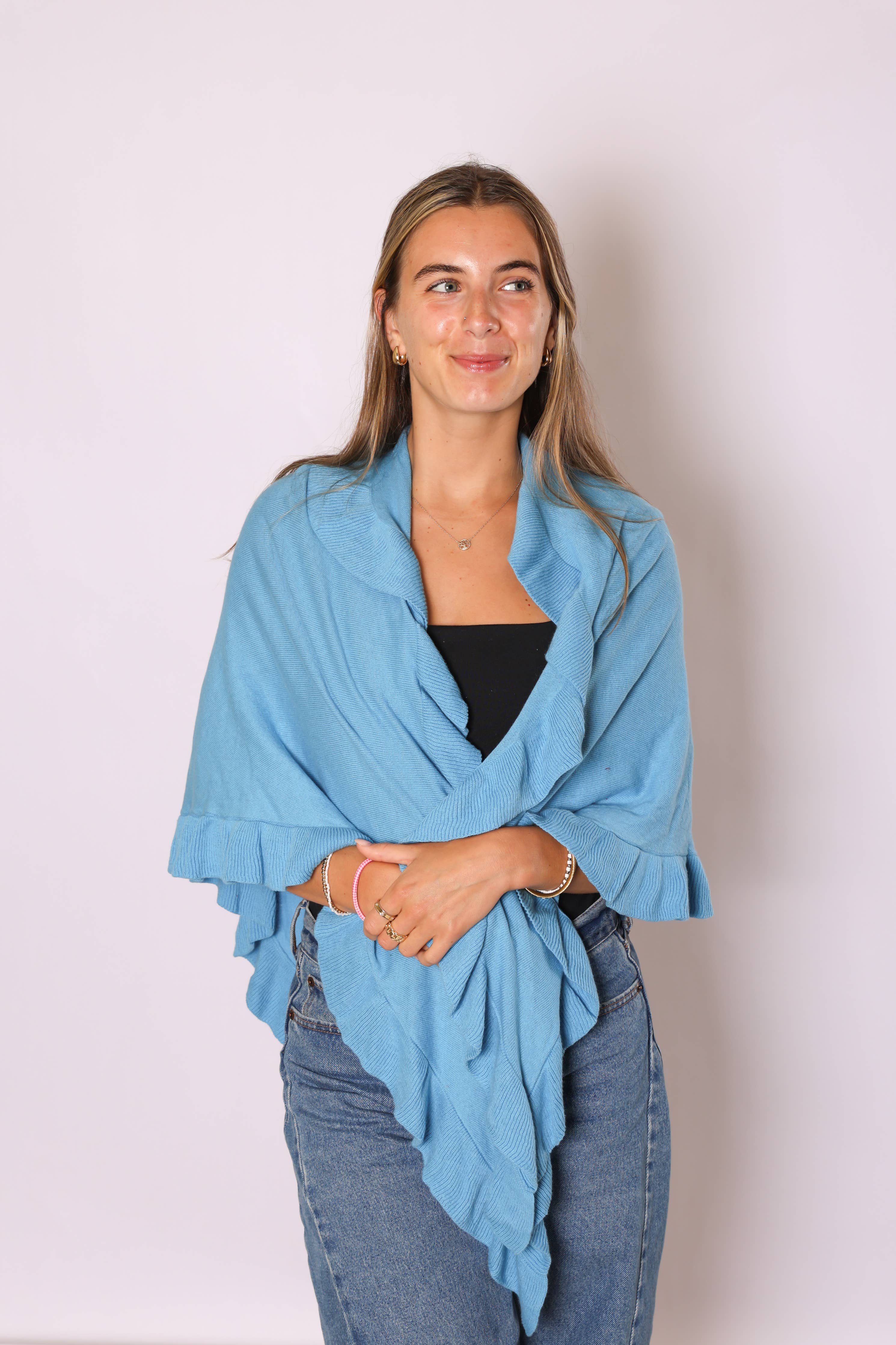 Ava Lightweight Cotton Ruffle Wrap – Year Round Layering