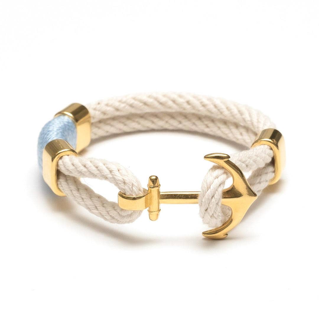 Waverly - Ivory/Light Blue/Gold - Nautical Anchor Bracelet