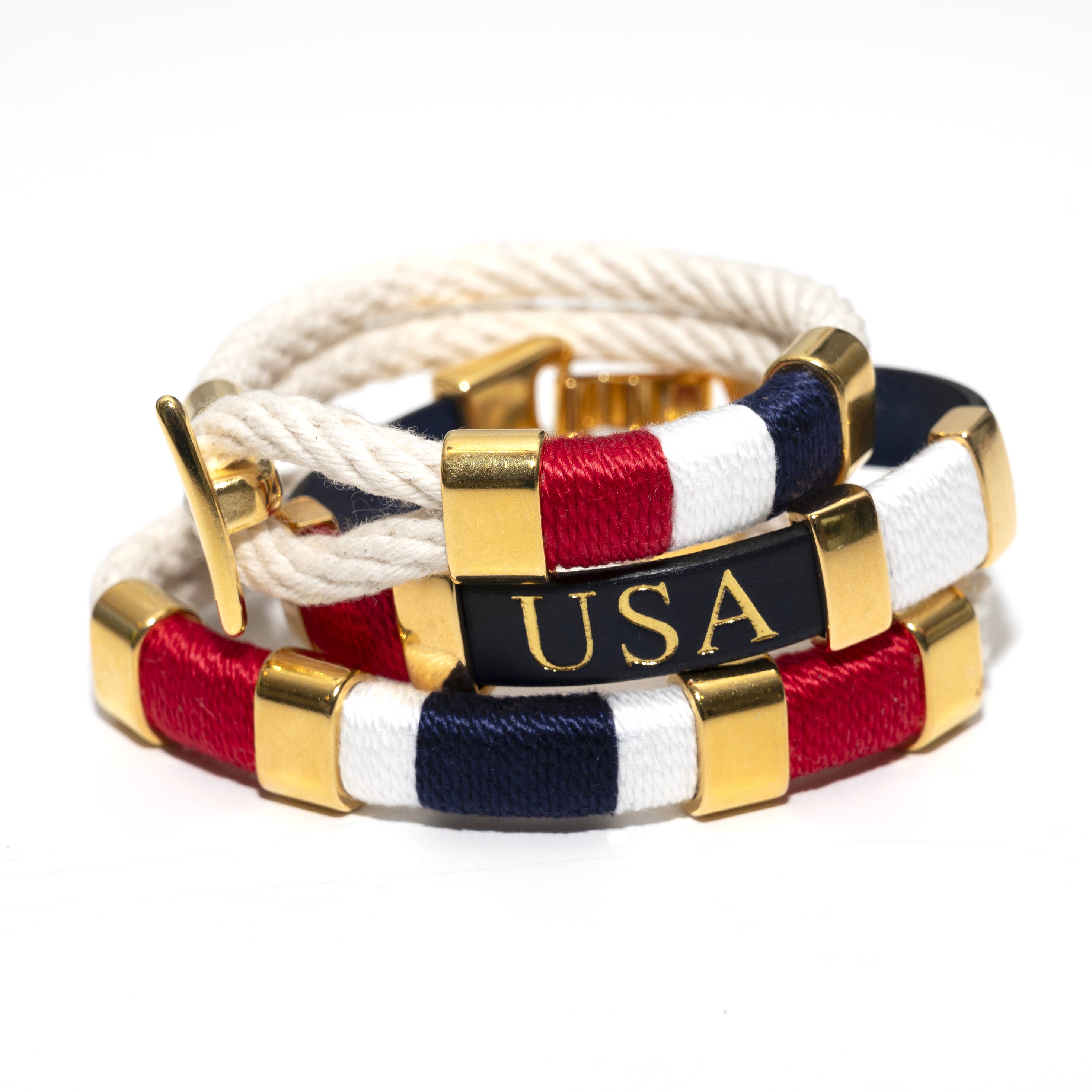 Essex - Navy/Red/White/Gold - Patriotic Americana Bracelet