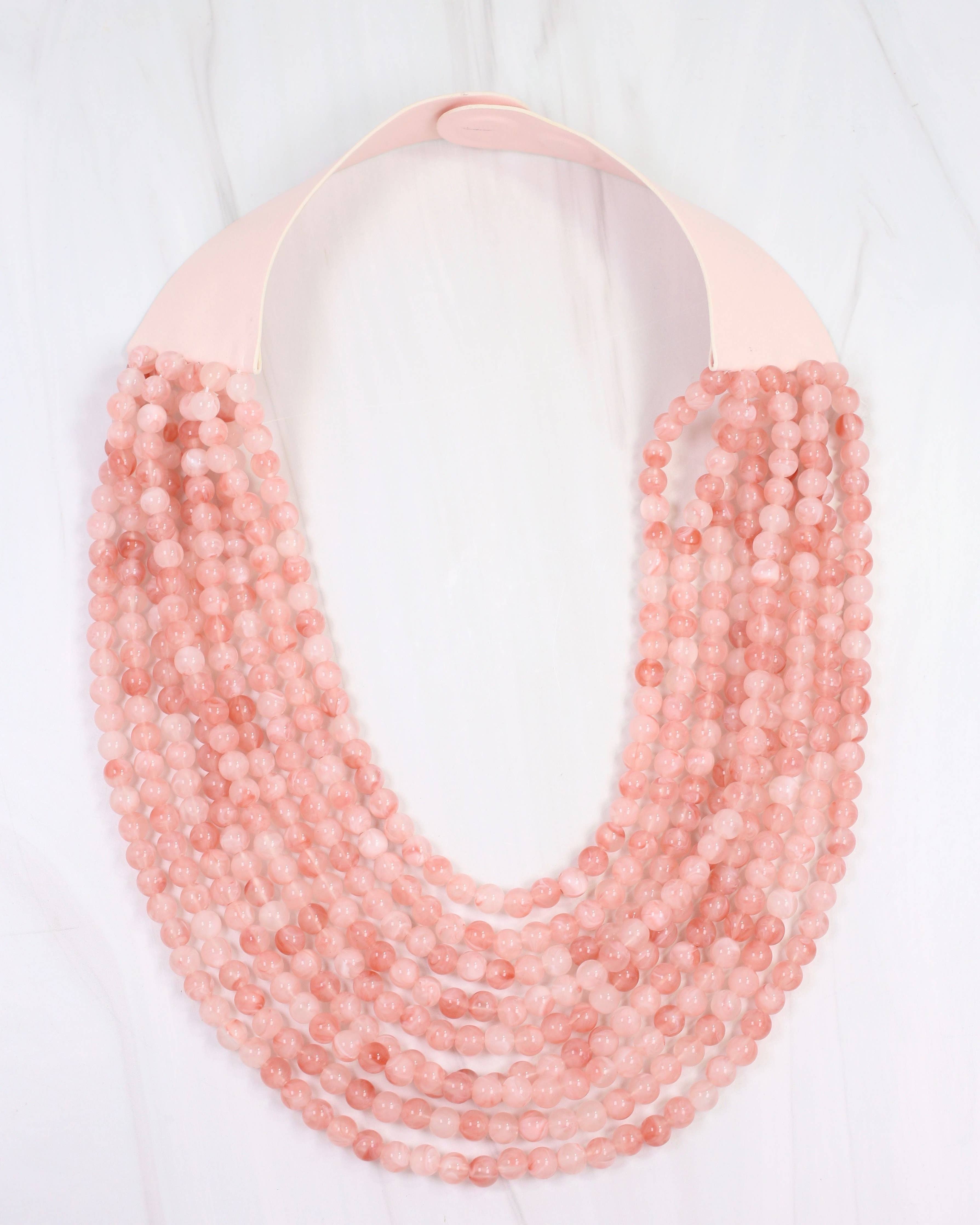 Kalin Beaded Layered Magnetic Necklace Pink
