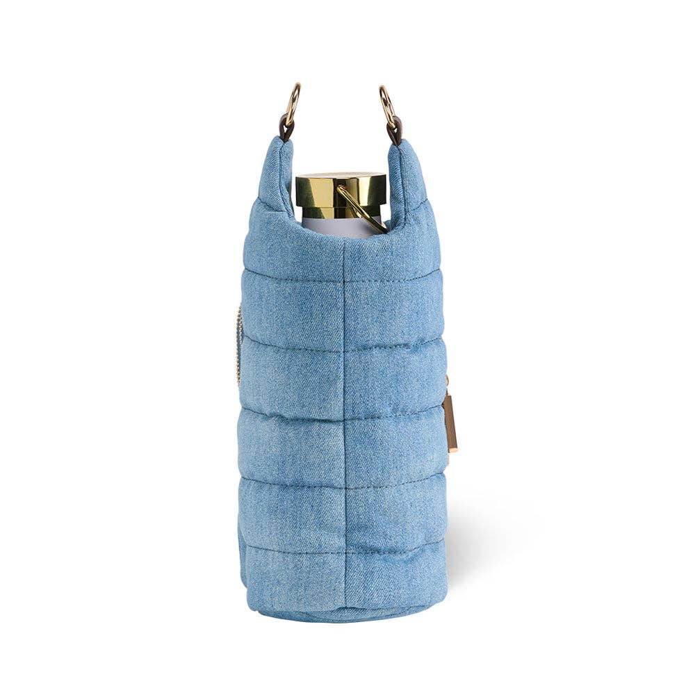 Light Denim HydroBag® with Gold Hardware and Denim overlaid Vegan Leather Strap