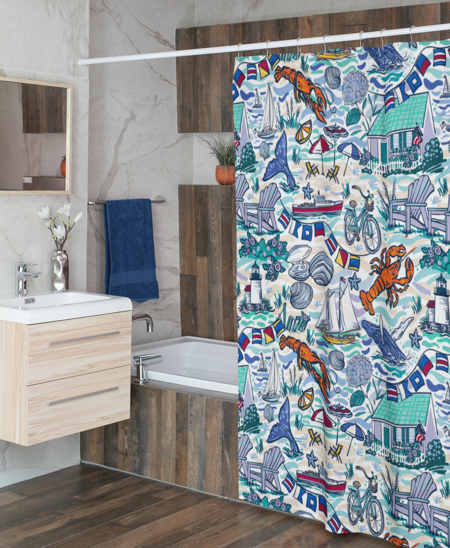Cape Code Theme Shower Curtain