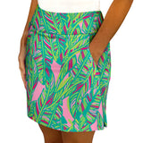 Kiawah Classic Golf Skort in Abstract Leaves Pink and Lime