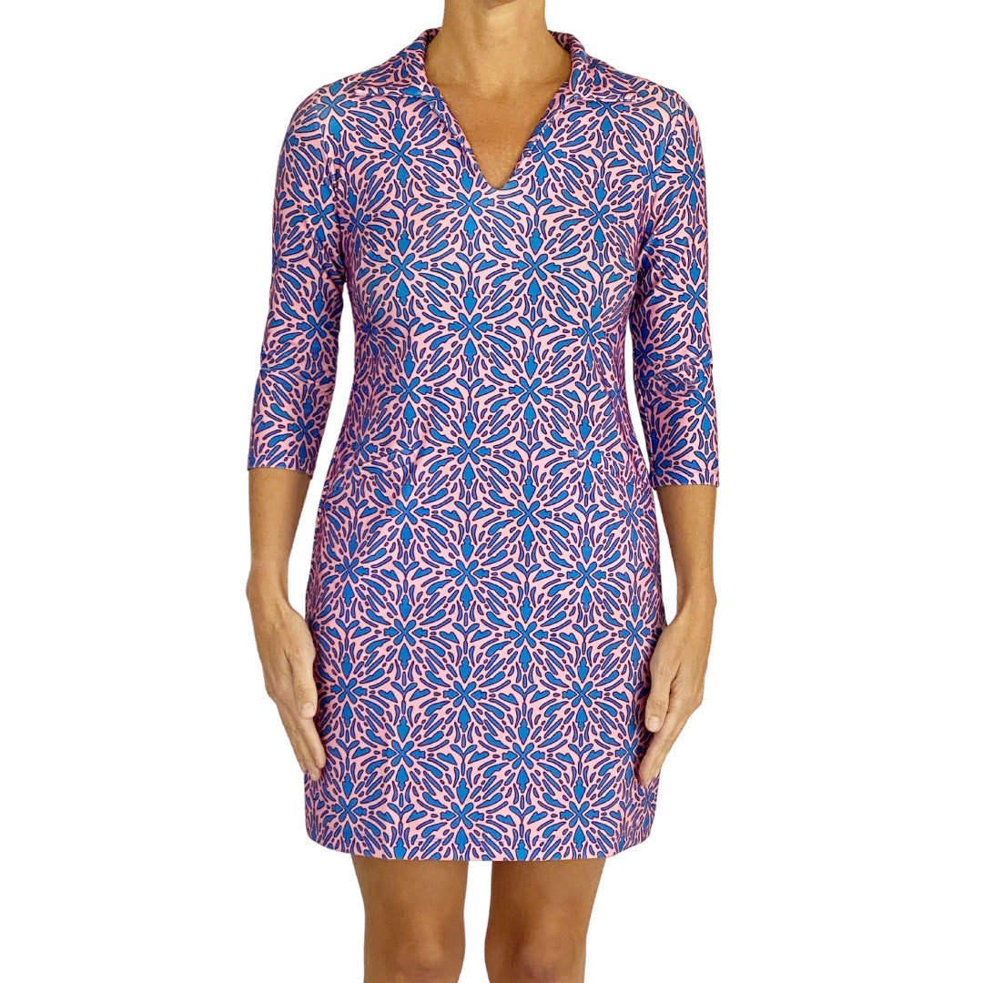 Rockport Dress in Geo Tile Periwinkle and Pink