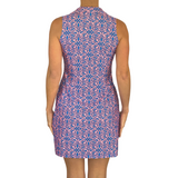 St. Regis Dress in Geo Tile Periwinkle and Pink