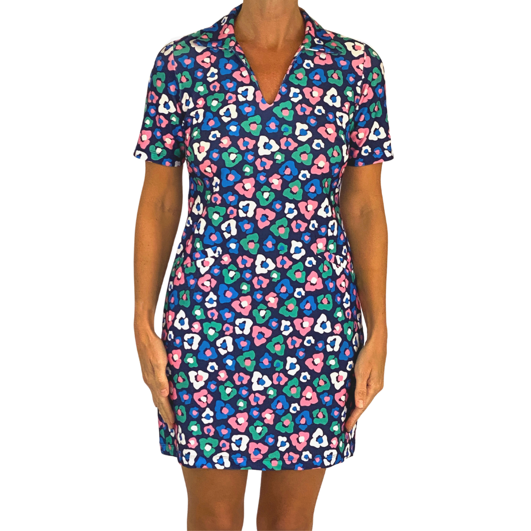 Beaufort Dress in Floral Cheetah Navy