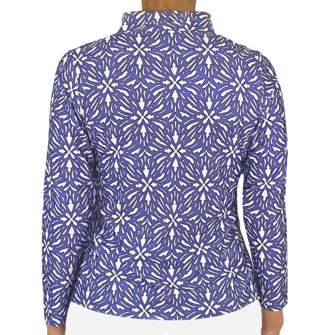 Anna Maria Pullover in Geo Tile Periwinkle and White
