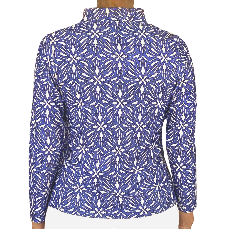 Ana Maria Pullover in Geo Tile Periwinkle and White