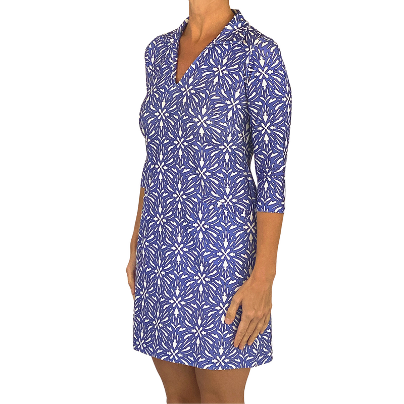 Rockport Dress in Geo Tile Periwinkle and White FINAL SALE